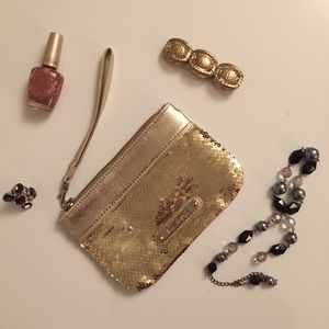 Gold sequin wristlet
