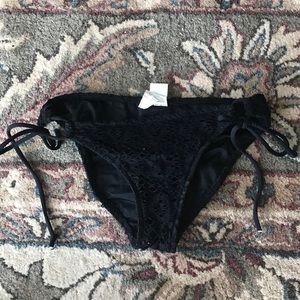 Black lace crochet bikini bottoms