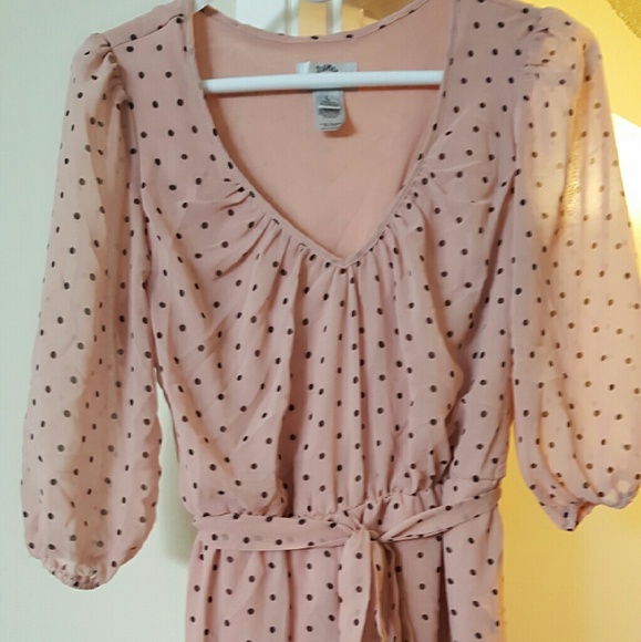 Pink and black polka dot dress