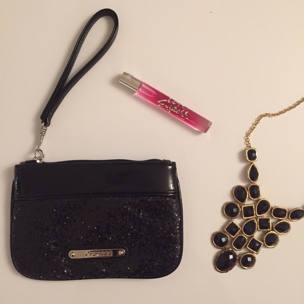 Black wristlet with tiny black sequins