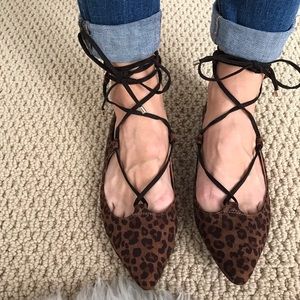 Brand new leopard lace up flats