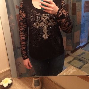 Maurice's Premium lace/rhinestone shirt