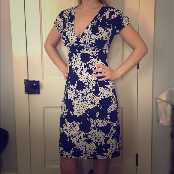 Navy dress with white floral print - Picture 1 of 4