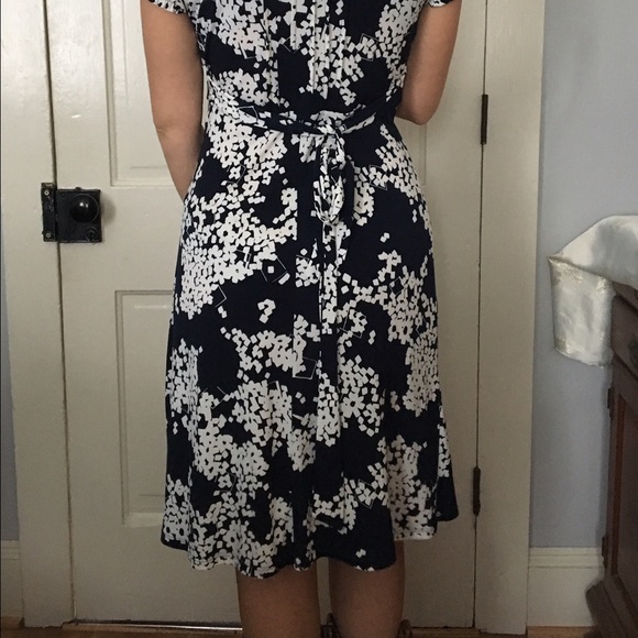 Navy dress with white floral print - Picture 2 of 4