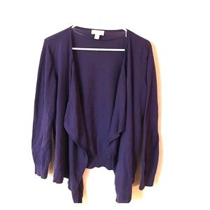 LOFT, Large purple cardigan sweater.