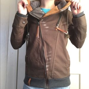 Olive green and tan light jacket