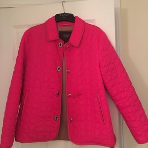 Pink quilted, and leather trimmed Coach Jacket