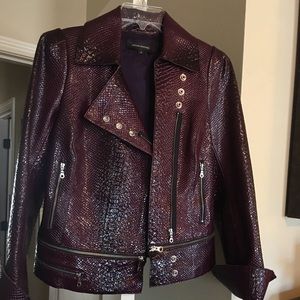 Purple Motorcycle Jacket - embossed leather