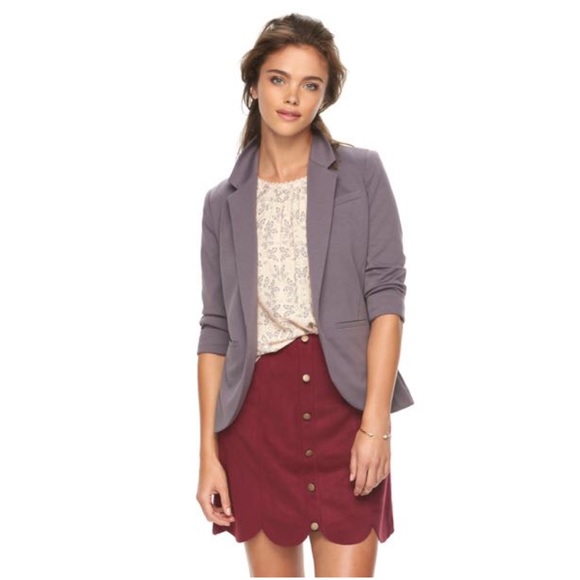 LC Lauren Conrad Wine Plum Faux Suede Skirt NWT - Picture 2 of 4