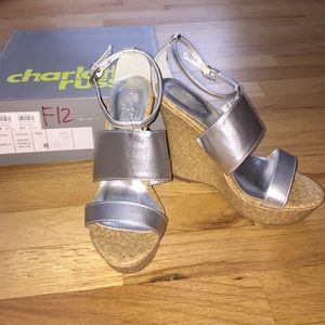 Charlotte Russe Silver Crinkle Wedges
