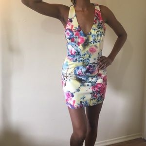 Yellow Floral Print Dress