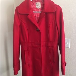Red small tulle pea coat