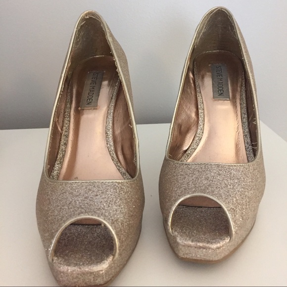 Champagne sparkly peeptoe heels