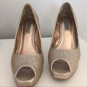 Champagne sparkly peeptoe heels