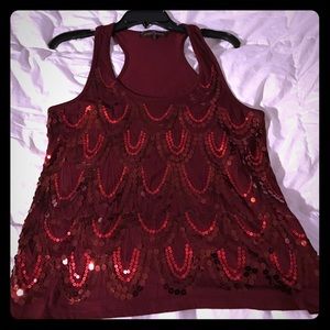 Cute maroon tank with sequins