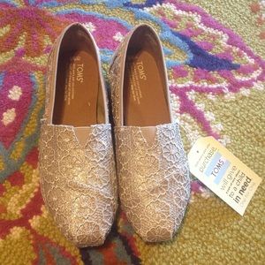 Toms Rose Gold Crochet Glitter