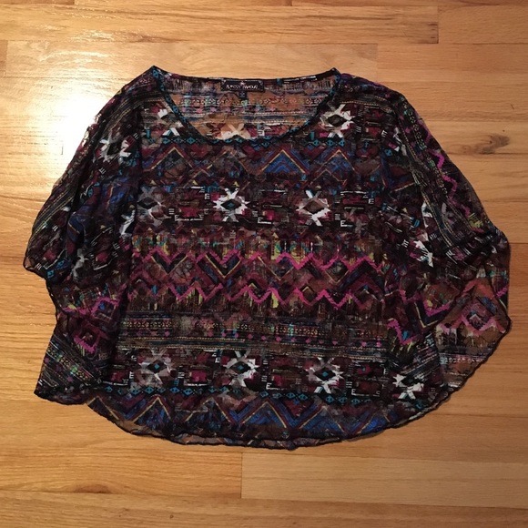 Tribal patterned colorful sheer top! - Picture 1 of 2