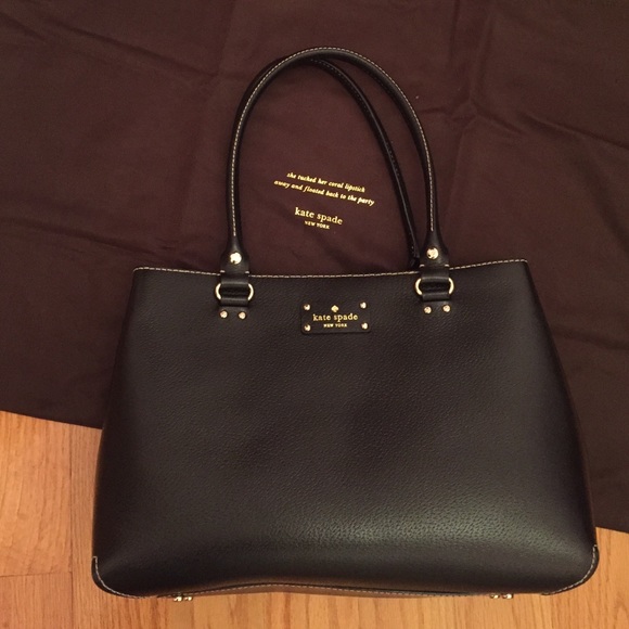Kate Spade black leather tote with dust bag