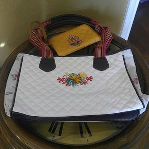 XL Southern Shine Tote Bag and Wristlet EUC