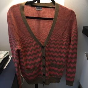 Madewell Pink/Camel wool chevron cardigan