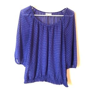 Large, LOFT periwinkle quarter sleeve blouse.