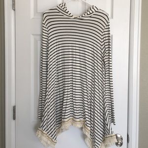 Striped hooded shirt
