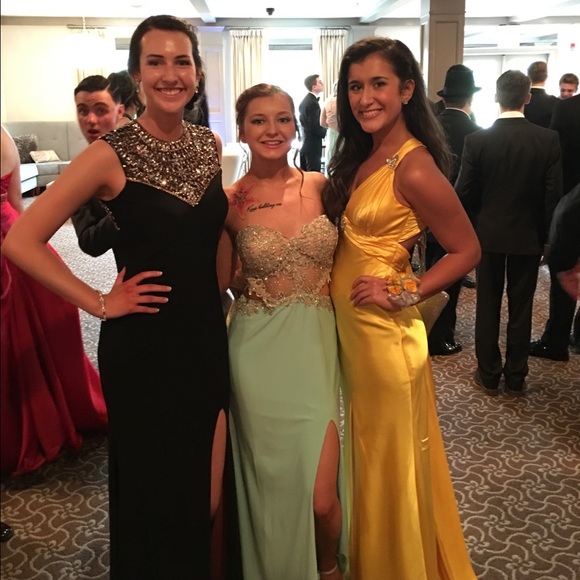 Prom Dress Teal La Femme strapless - Picture 3 of 3