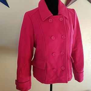 Fuschia Lined Pea Coat