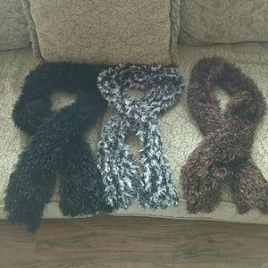 Black, brown, black/white scarves