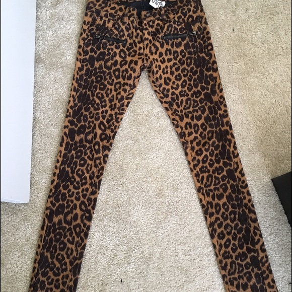 UNIF leo pants leopard suede skinny jeans