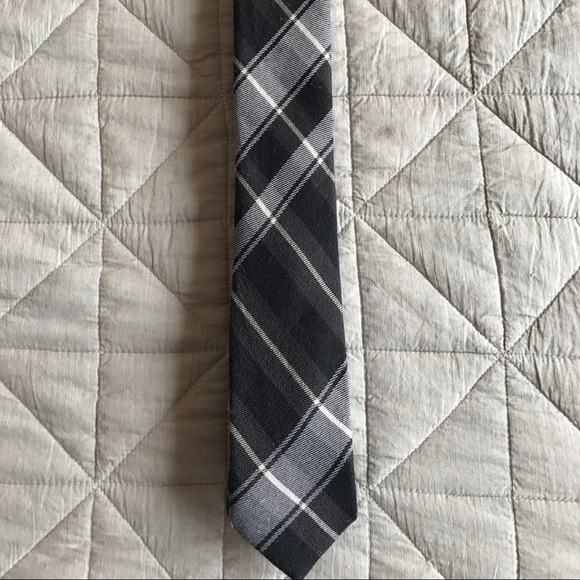 DKNY men's black plaid tie