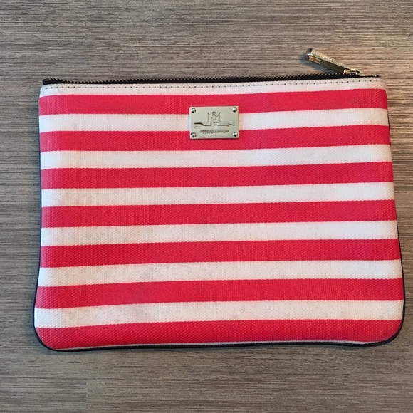 Rebecca Minkoff red & white striped cosmetic case