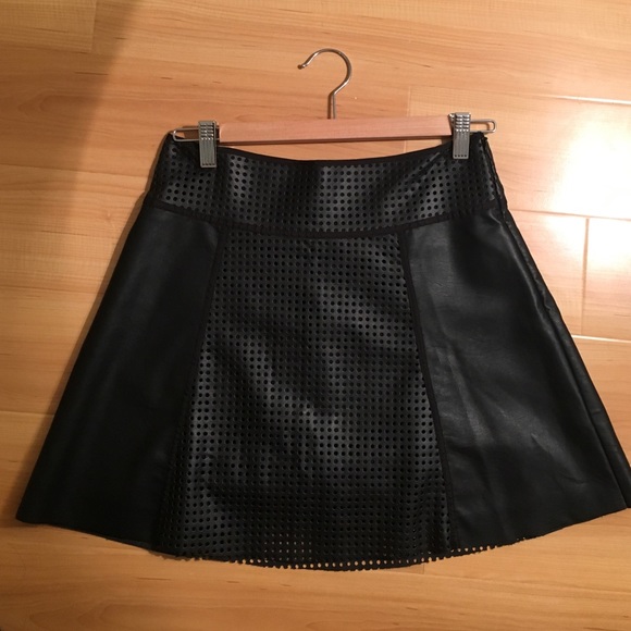 Club Monaco Faux Leather A-line skirt