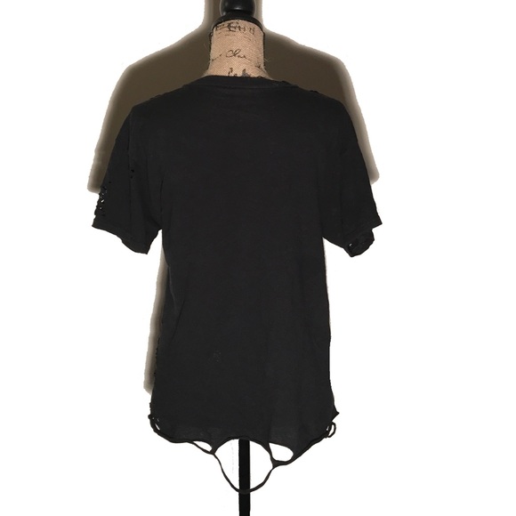 ✂️ CUSTOM • Distressed + destroyed plain black tee - Picture 4 of 4