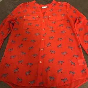 Charter Club Women's Sz Med Zebra Button Down