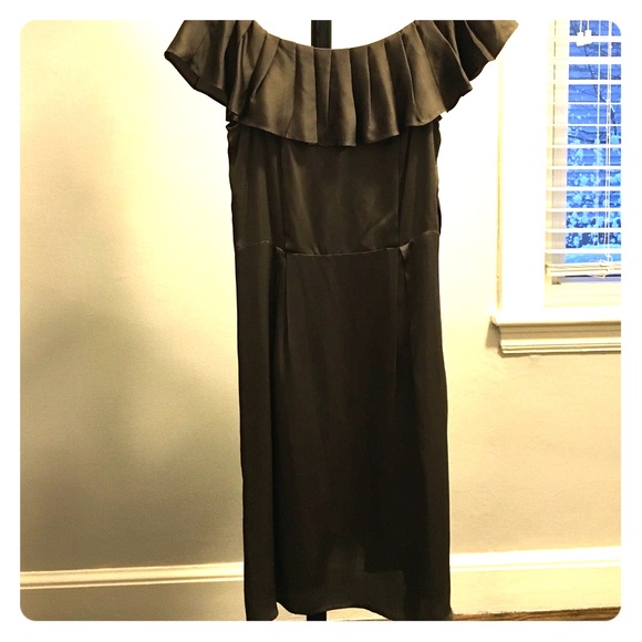 Olive green silk dress