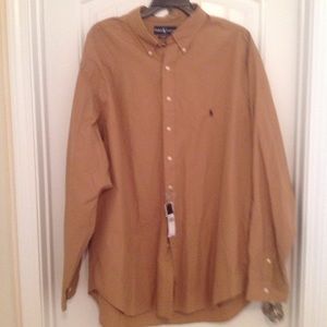 Tan Long Sleeve Polo Ralph Lauren Shirt. 3XT.