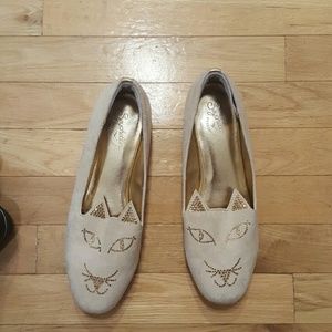 Seychelles tell me more suede cat smoking slippers