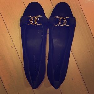 Donna Karan ballerina flats with gold trim detail