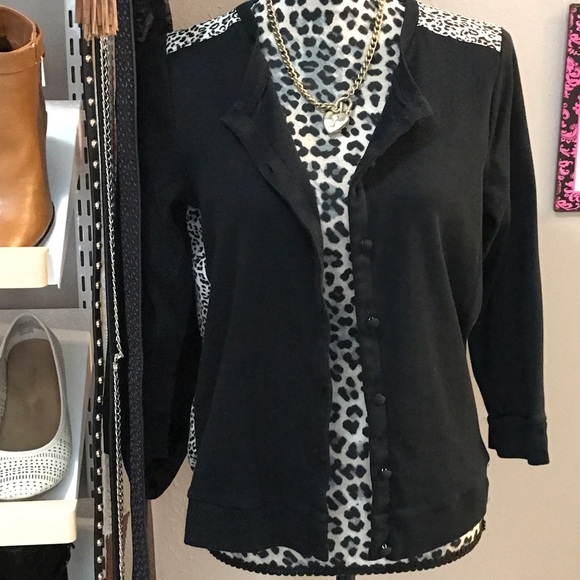 Leopard print button up cardigan