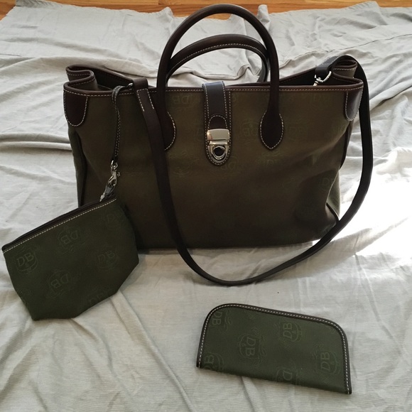 Dooney and Bourke Green Canvas Tote Bag/brief Case