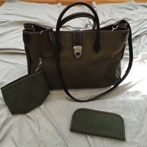 Dooney and Bourke Green Canvas Tote Bag/brief Case
