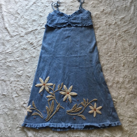Anthropology cotton embroidered sundress size S