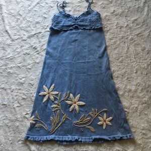 Anthropology cotton embroidered sundress size S