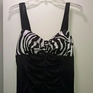 Black cocktails dress with zebra print top