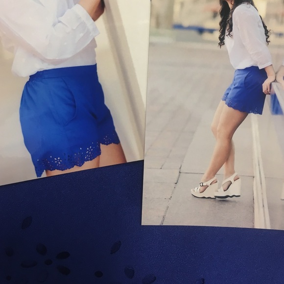 Royal blue eyelet shorts