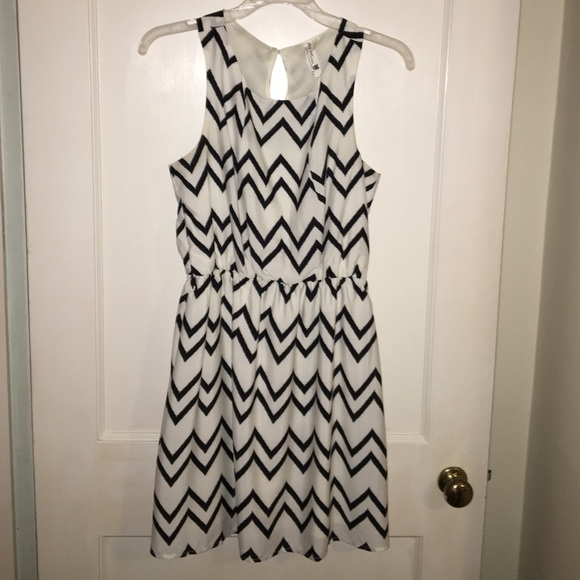 Black and white chevron dress
