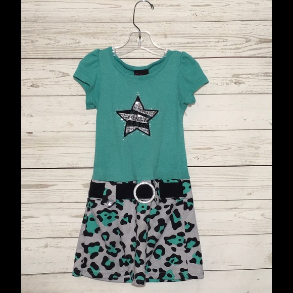 Girls Rule Size 6 Dress Teal/Gray