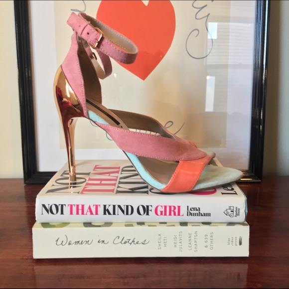 Zara suede color block heels