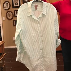 Button Downed Striped Blouse